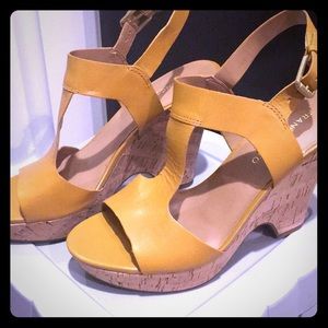 Mustard/Cork Wedge Heel